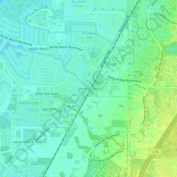 Mapa topográfico North Ruskin, altitude, relevo