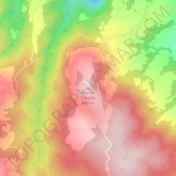 Mapa topográfico Monte Covello, altitude, relevo