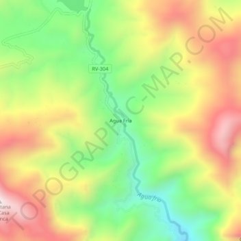 Mapa topográfico Agua Fría, altitude, relevo