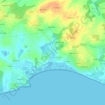 Mapa topográfico Suscinio, altitude, relevo