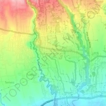 Mapa topográfico Banjarangkan, altitude, relevo