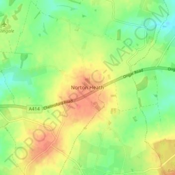 Mapa topográfico Norton Heath, altitude, relevo