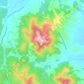 Mapa topográfico Vetulonia, altitude, relevo