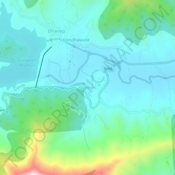 Mapa topográfico Velhe, altitude, relevo