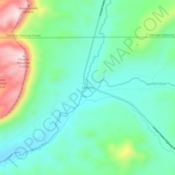 Mapa topográfico Chromo, altitude, relevo