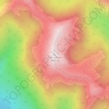 Mapa topográfico Cerro Malo, altitude, relevo