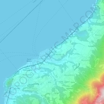 Mapa topográfico Nuvolina, altitude, relevo