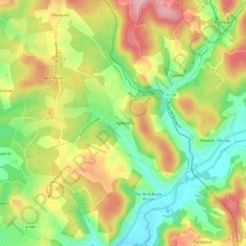 Mapa topográfico Recluzel, altitude, relevo