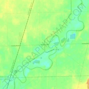 Mapa topográfico Spencerville, altitude, relevo