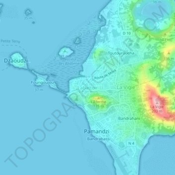 Mapa topográfico Labattoir, altitude, relevo