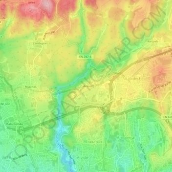 Mapa topográfico Cabreiro, altitude, relevo