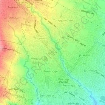 Mapa topográfico Dinoyo, altitude, relevo