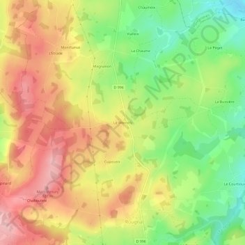 Mapa topográfico Le Montély, altitude, relevo