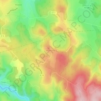 Mapa topográfico Beauregard, altitude, relevo