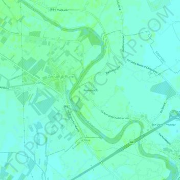Mapa topográfico Romanziol, altitude, relevo