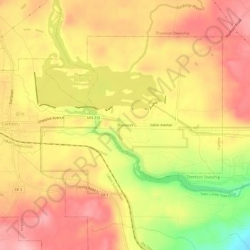 Mapa topográfico Thomson, altitude, relevo