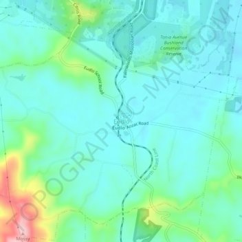 Mapa topográfico Eudlo, altitude, relevo