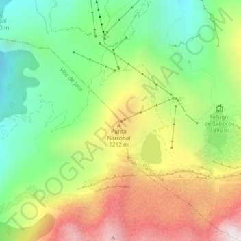 Mapa topográfico El Mandilar, altitude, relevo