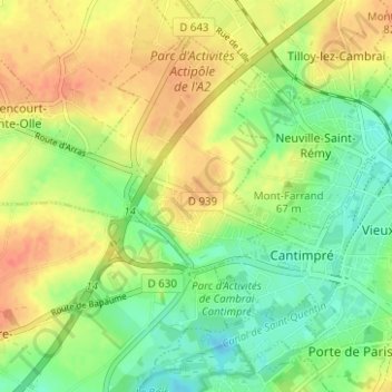 Mapa topográfico Sainte-Olle, altitude, relevo