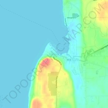Mapa topográfico Fish Creek, altitude, relevo