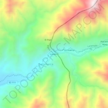 Mapa topográfico Lindero, altitude, relevo