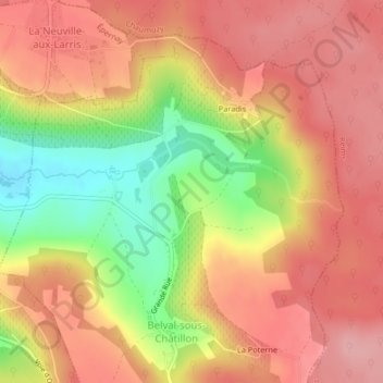 Mapa topográfico Le Mont Pinson, altitude, relevo