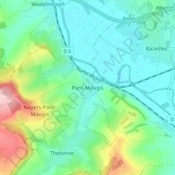 Mapa topográfico Pont-Maugis, altitude, relevo