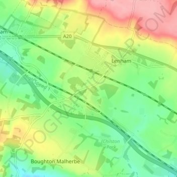 Mapa topográfico Leadingcross Green, altitude, relevo