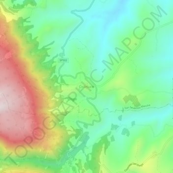 Mapa topográfico Colleluce, altitude, relevo