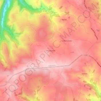 Mapa topográfico Les Cabanes, altitude, relevo