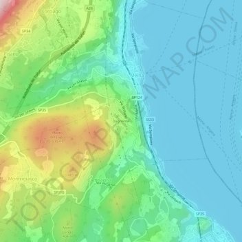 Mapa topográfico Dagnente, altitude, relevo