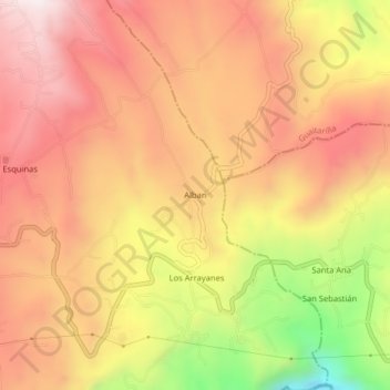 Mapa topográfico Alban, altitude, relevo