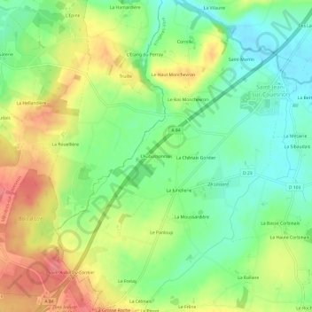 Mapa topográfico L'Aubussonnais, altitude, relevo