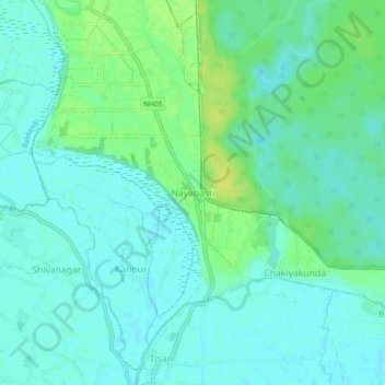 Mapa topográfico Nayabasti, altitude, relevo