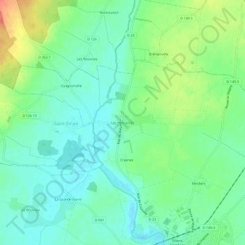 Mapa topográfico Les Perruches, altitude, relevo