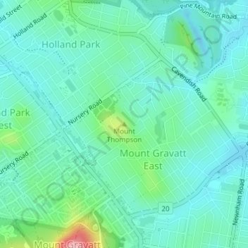 Mapa topográfico Mount Thompson, altitude, relevo