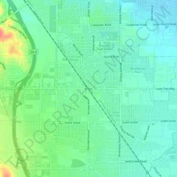 Mapa topográfico Arbor, altitude, relevo
