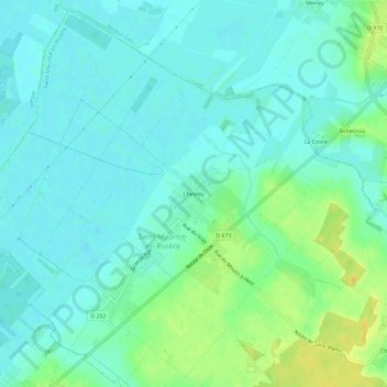 Mapa topográfico Chevrey, altitude, relevo