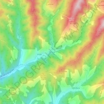 Mapa topográfico Renzetti, altitude, relevo