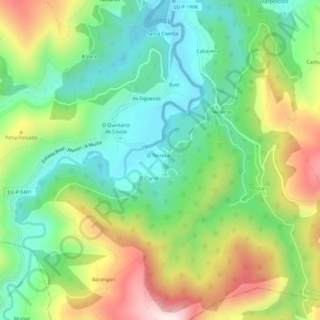 Mapa topográfico Piquín, altitude, relevo