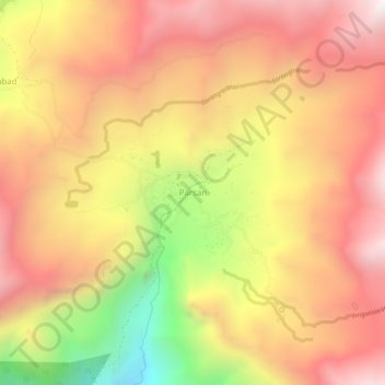 Mapa topográfico Parsan, altitude, relevo