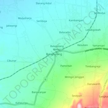 Mapa topográfico Balapulang, altitude, relevo