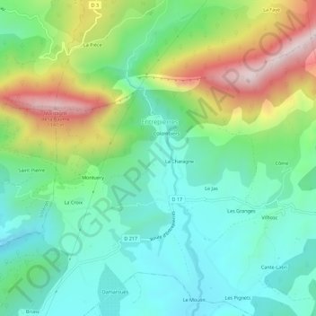 Mapa topográfico Méhane, altitude, relevo