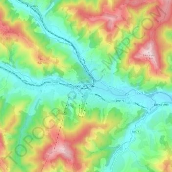 Mapa topográfico Vatra Dornei, altitude, relevo