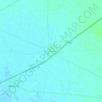 Mapa topográfico Gideranwali, altitude, relevo