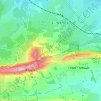 Mapa topográfico East Creech, altitude, relevo