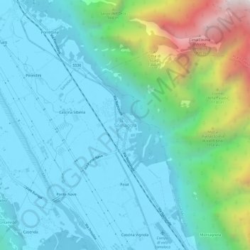 Mapa topográfico Somaggia, altitude, relevo