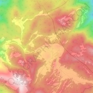 Mapa topográfico I Prati, altitude, relevo