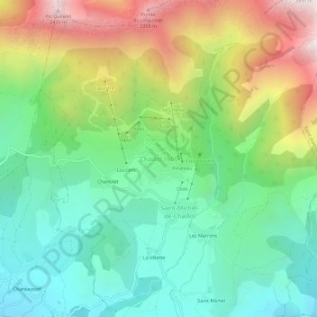 Mapa topográfico Chaillol 1600, altitude, relevo