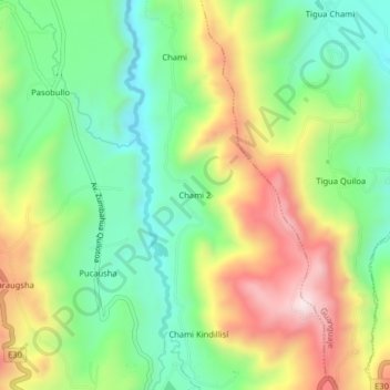 Mapa topográfico Chami 2, altitude, relevo